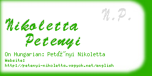 nikoletta petenyi business card